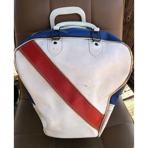 Red White Blue Retro Bowling Bag Vintage 1970s Rockabilly Bowling Ball Bag Purse